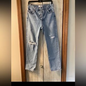 AGOLDE 90’s High Rise Distressed ButtonFly Straight Jeans Womans 25 Preowned